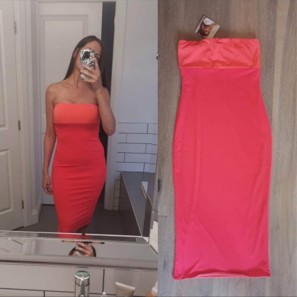 Kittenish tube bodycon coral pink dress size small